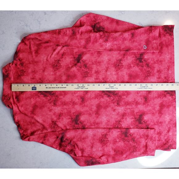 NWT IBKUL Icefit Technology LS Polo Tie Dye Red UPF 50+ Men's Size XL *Tiny Snag - Picture 9 of 10